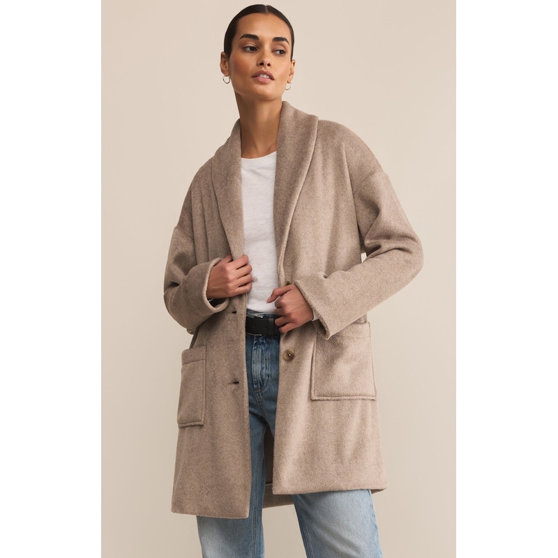 Z Supply Lennon Heathered Coat in Smokey