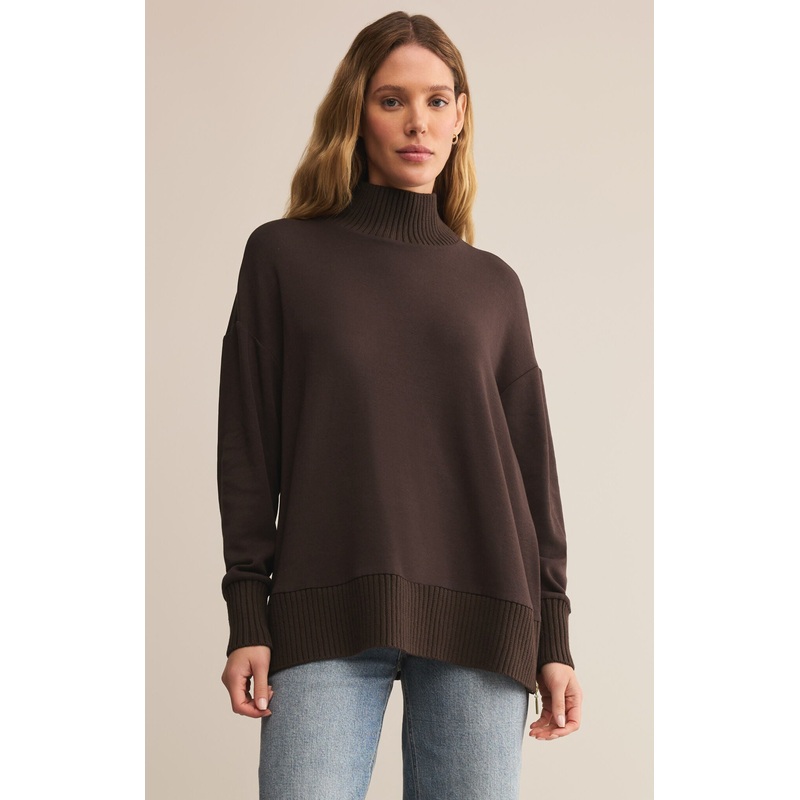 Z Supply Sable Rib Sweatshirt in Chocolate Cherry