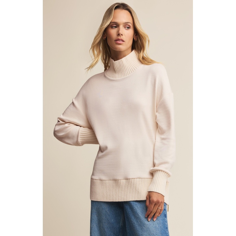 Z Supply Sable Rib Sweatshirt in Warm White