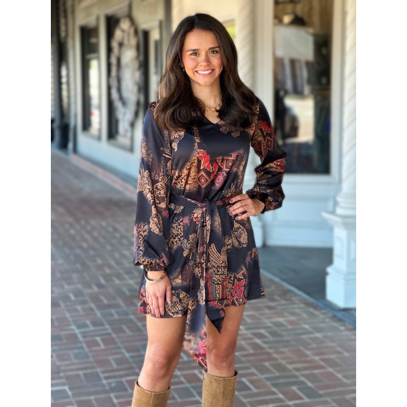 Printed Fine Shadow Short Dress