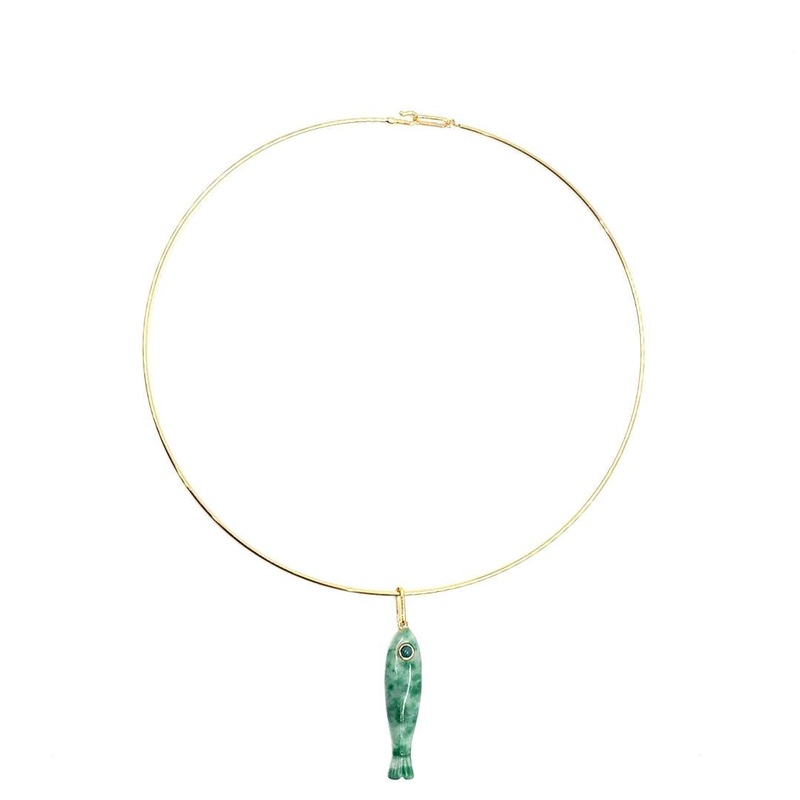 Teramo|Marbled Green Fish Charm ONLY|Marbled Green Fish Charm ON Dainty Necklace|Chrysoprase Fish Charm ONLY|Chrysoprase Fish Charm ON Dainty Necklace|Tigers Eye Fish Charm ONLY|Tigers Eye Fish Charm ON Dainty Necklace|Wire choker only
