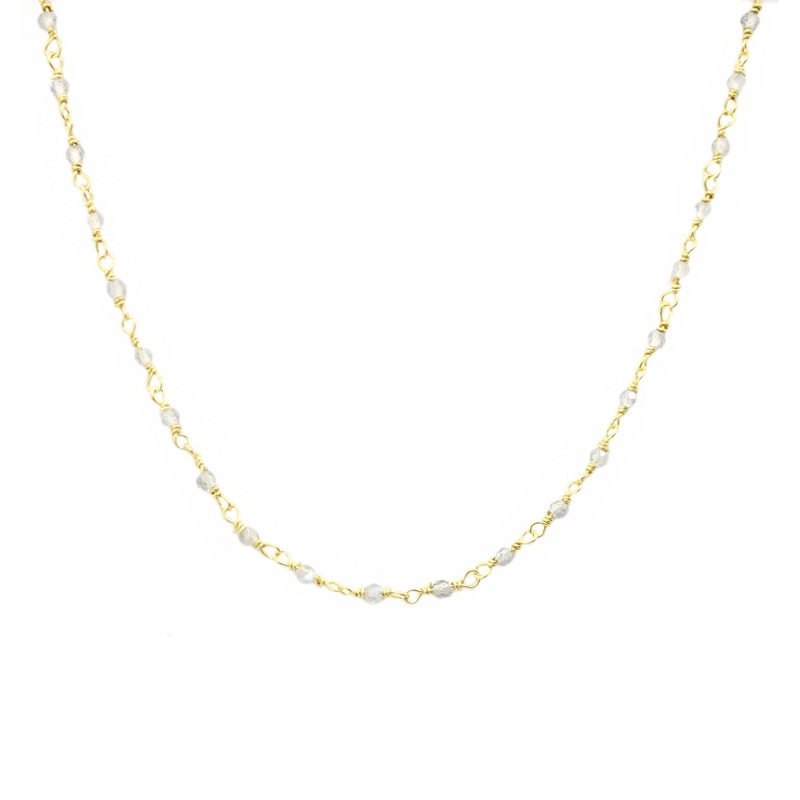 Venice Beach|Labradorite (light gray) with gold chain|Shiny pyrite (dark gray)|Pearl with gold chain|Turquoise with gold chain|Moonstone