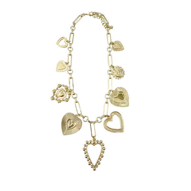 Heart Love Gold Multi Heart Charm Necklace
