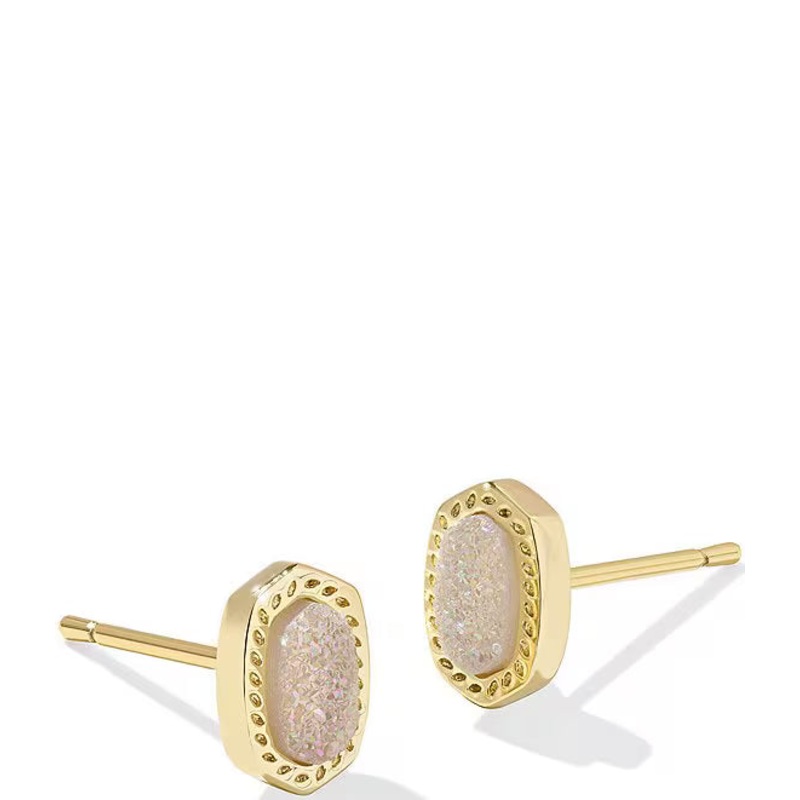 Mini Ellie Stud Earrings in Gold Iridescent Drusy