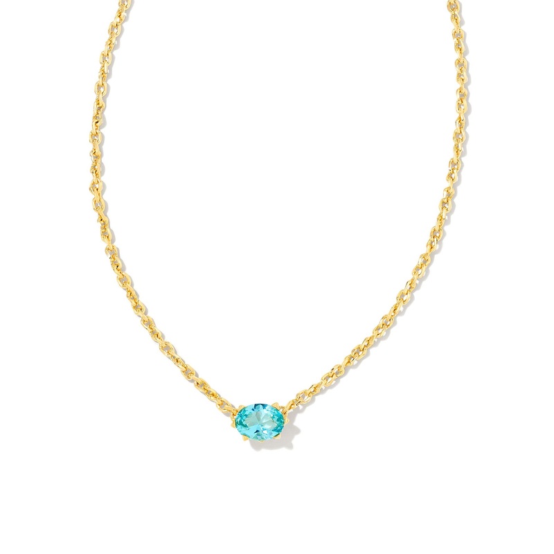 Cailin Crystal Pendant Necklace in Gold & Aqua