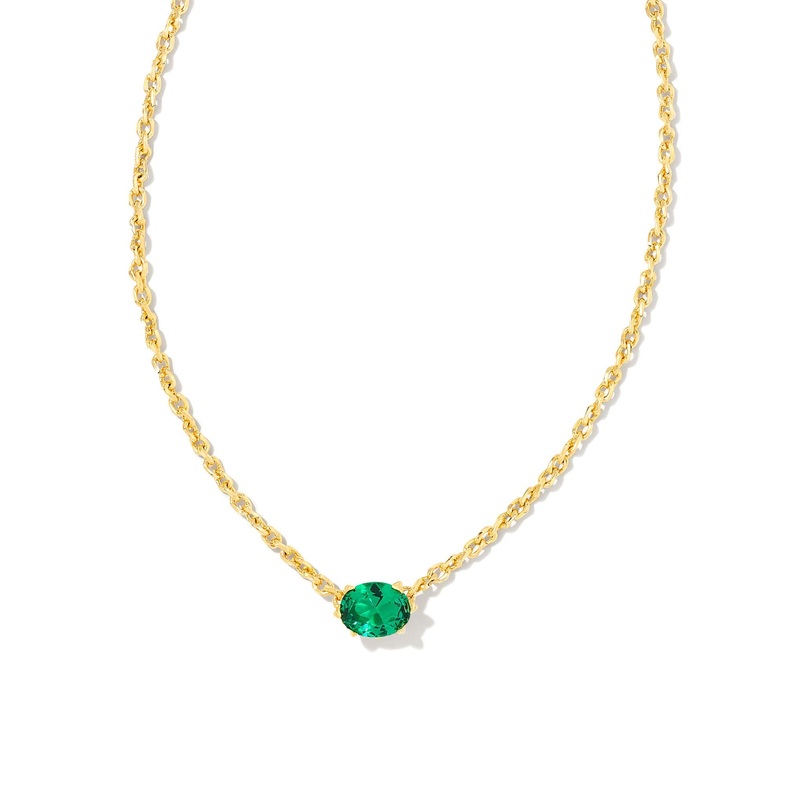 Cailin Crystal Pendant Necklace in Gold & Green
