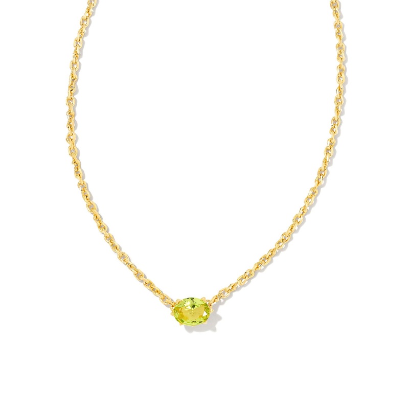 Cailin Crystal Pendant Necklace in Gold & Peridot