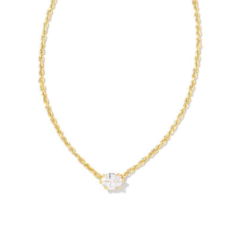 Cailin Crystal Pendant Necklace in Gold & White Crystal
