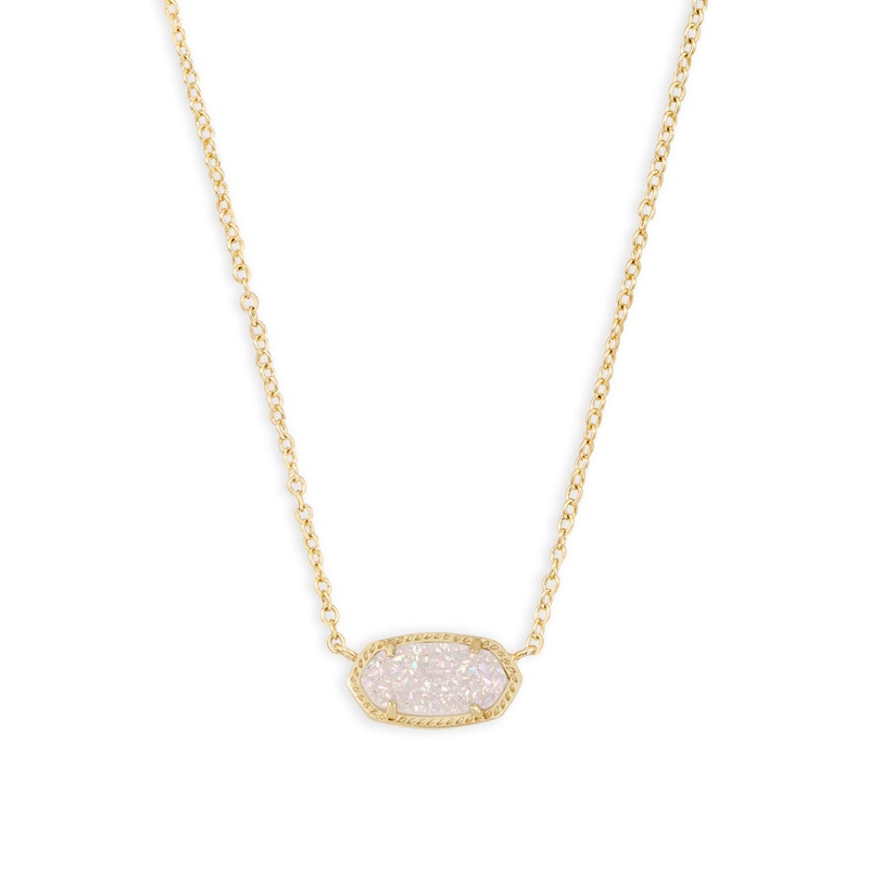 Elisa Short Pendant Necklace in Gold Iridescent Drusy