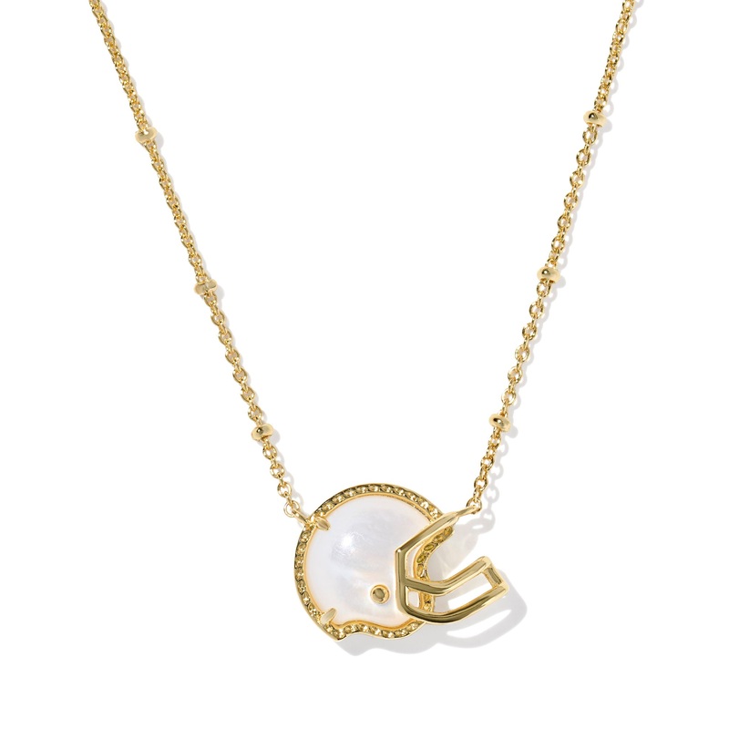 Football Helmet Short Pendant Necklace in Gold