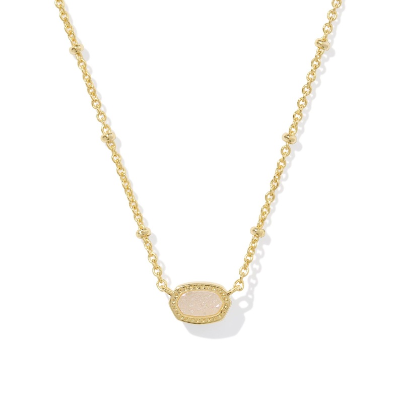 Mini Elisa Satellite Short Pendant Necklace in Gold Iridescent Drusy