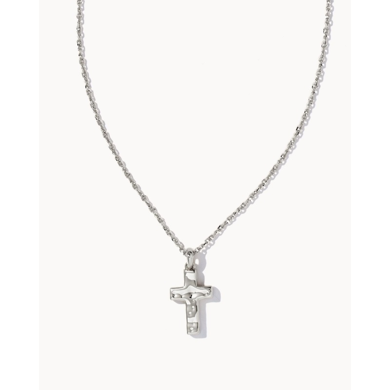 Rhodium Cross Pendant Necklace
