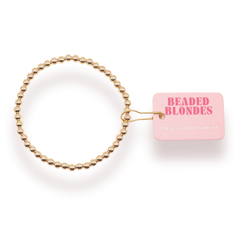 4MM Gold Beaded Bracelet: Standard 6.75 inch