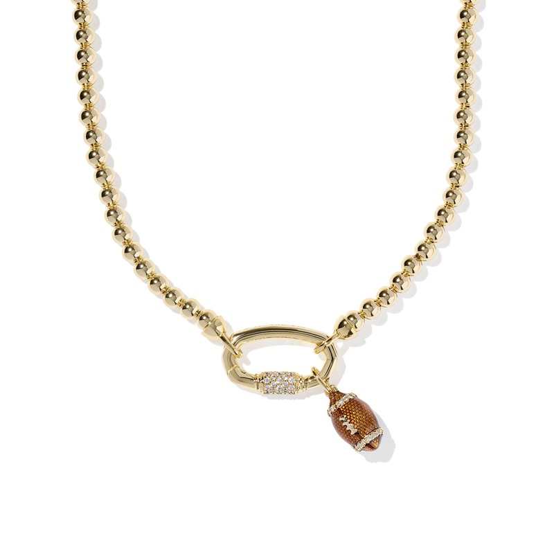 Football Gold Metal Strand Necklace.