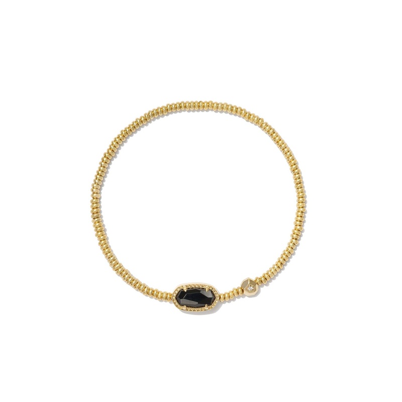 Grayson Gold Stretch Bracelet Black Agate