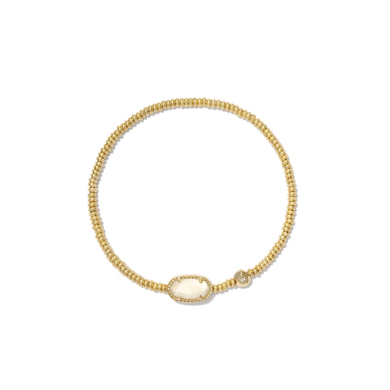 Grayson Gold Stretch Bracelet in Light Yellow Mother of Pearl