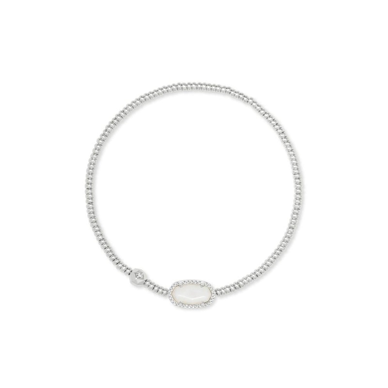 Grayson Stretch Bracelet in Rhodium Ivory Mother of Pearl