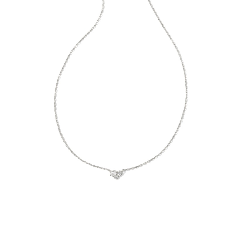 Henry Short Pendant Necklace in Rhodium