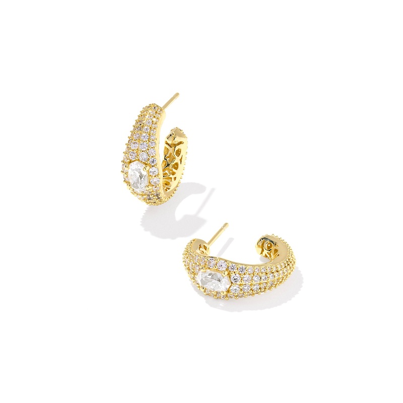Bella Hoop Gold White CZ|Gold