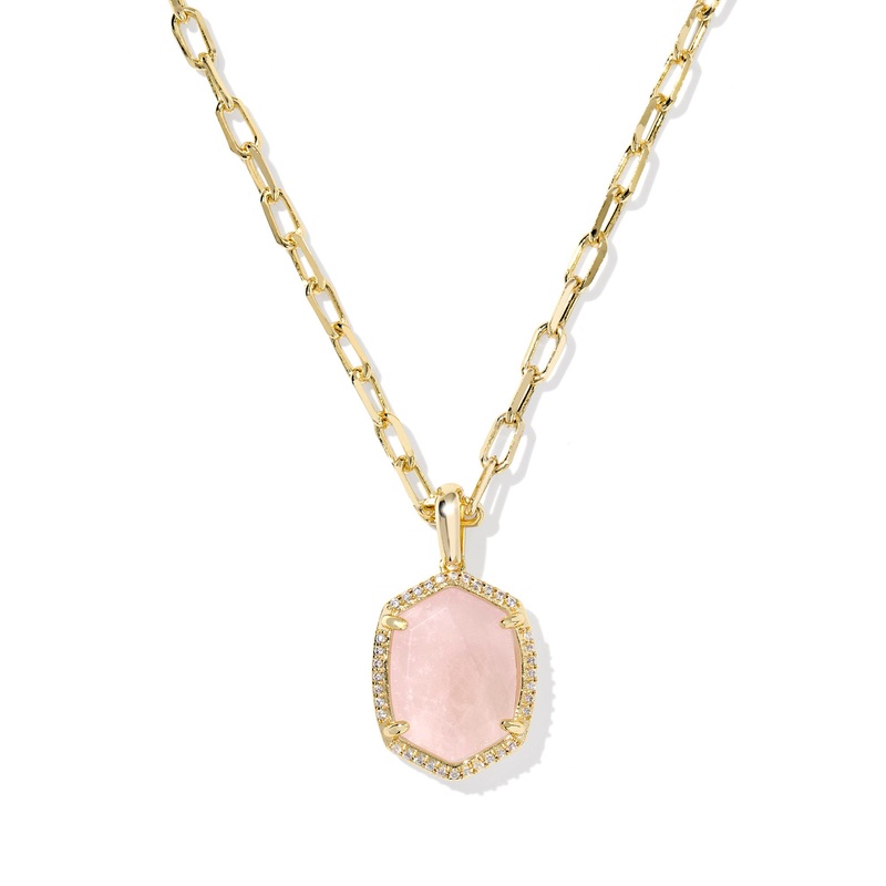 Daphne Gold Pave Frame Short Pendant Necklace