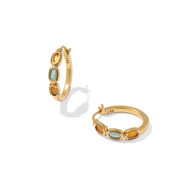 Mini Elisa Gold Hoop Earrings: Vintage Gold Multi Mix