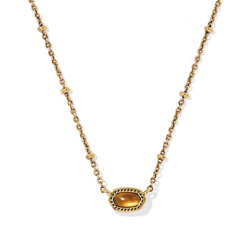 Mini Elisa Satellite Short Pendant Necklace: Vintage Gold Marbled Amber Illusion
