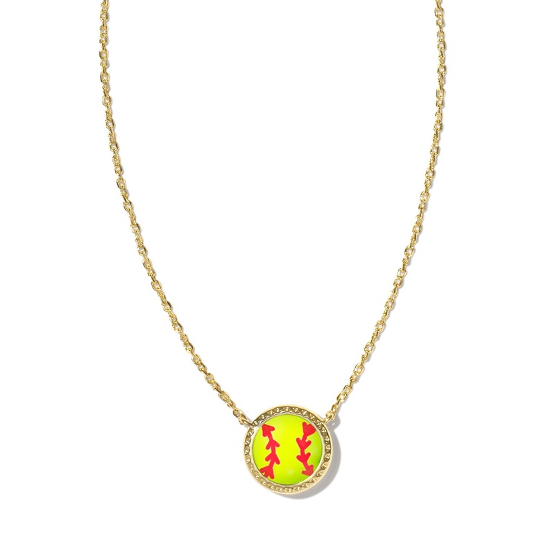 Softball Gold Short Pendant Necklace