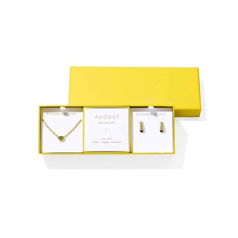 Cailin Birthstone Gift Set August Gold Light Green Crystal