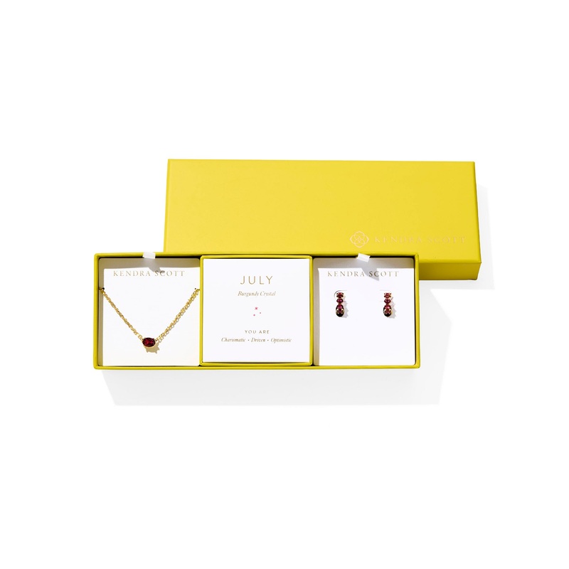 Cailin Birthstone Gift Set July Gold Burgundy Crystal