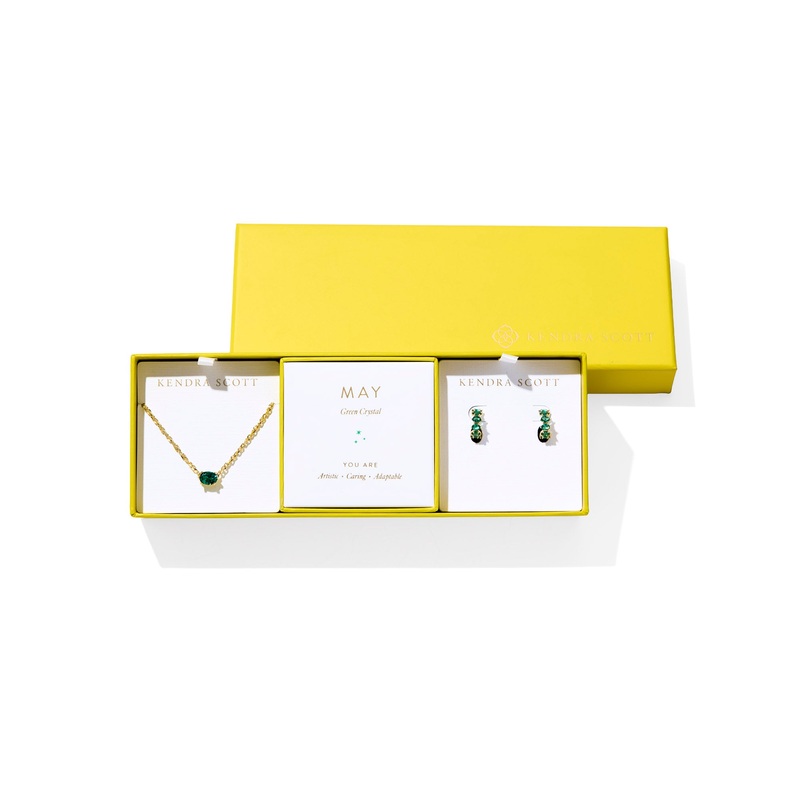 Cailin Birthstone Gift Set May Gold Green Crystal