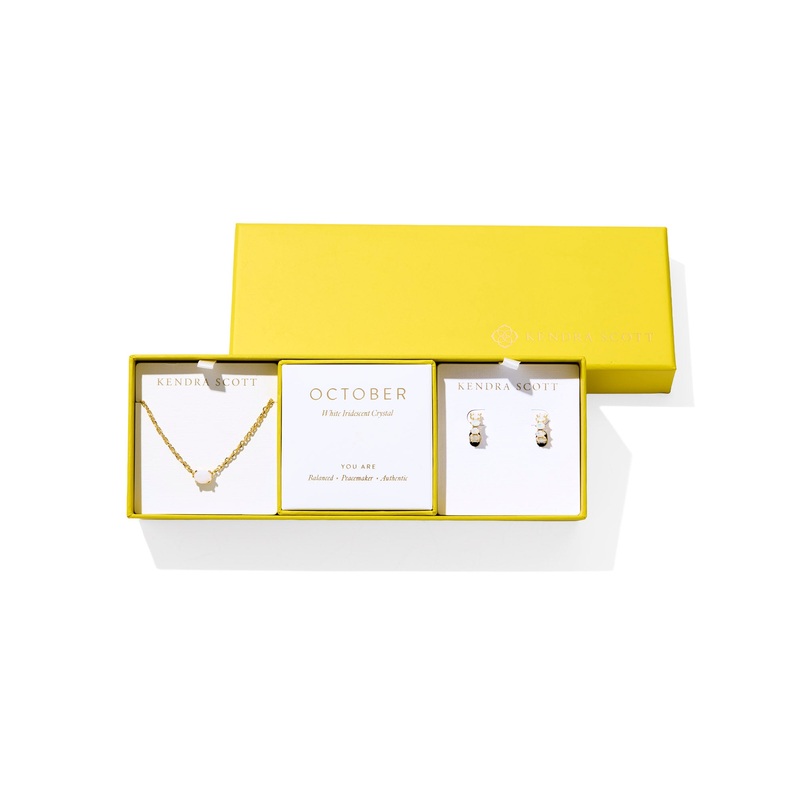 Cailin Birthstone Gift Set October White Iridescent Crystal