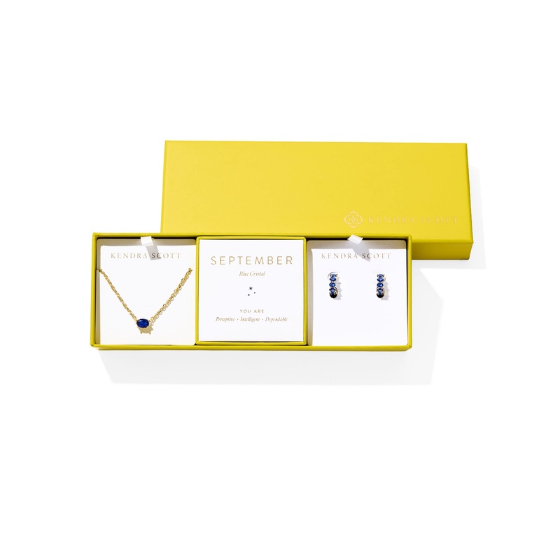 Cailin Birthstone Gift Set September Gold Blue Crystal