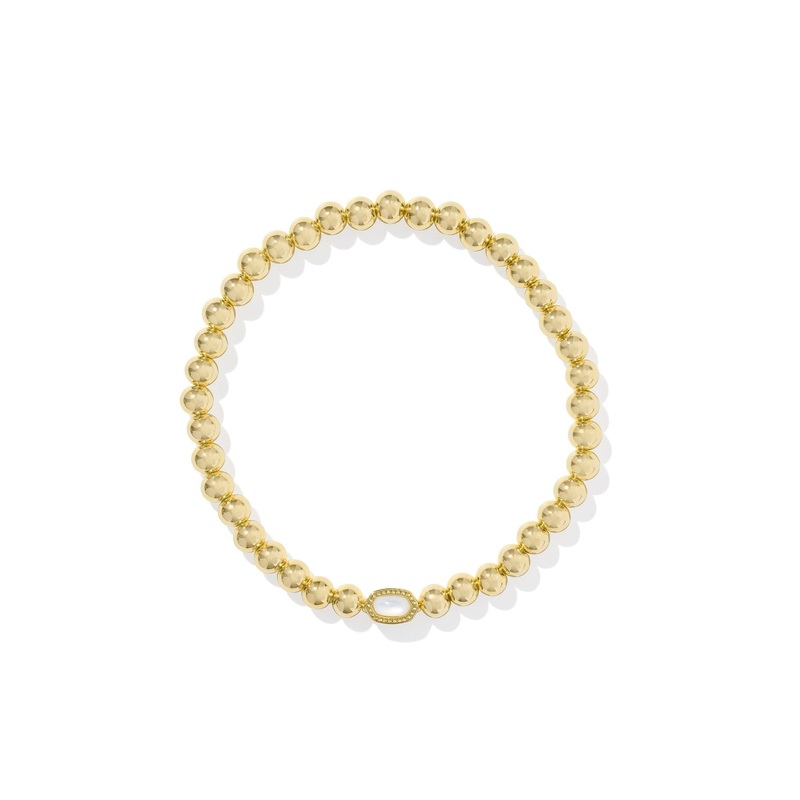 Mini Elaina Gold Stretch Bracelet in Ivory Mother of Pearl